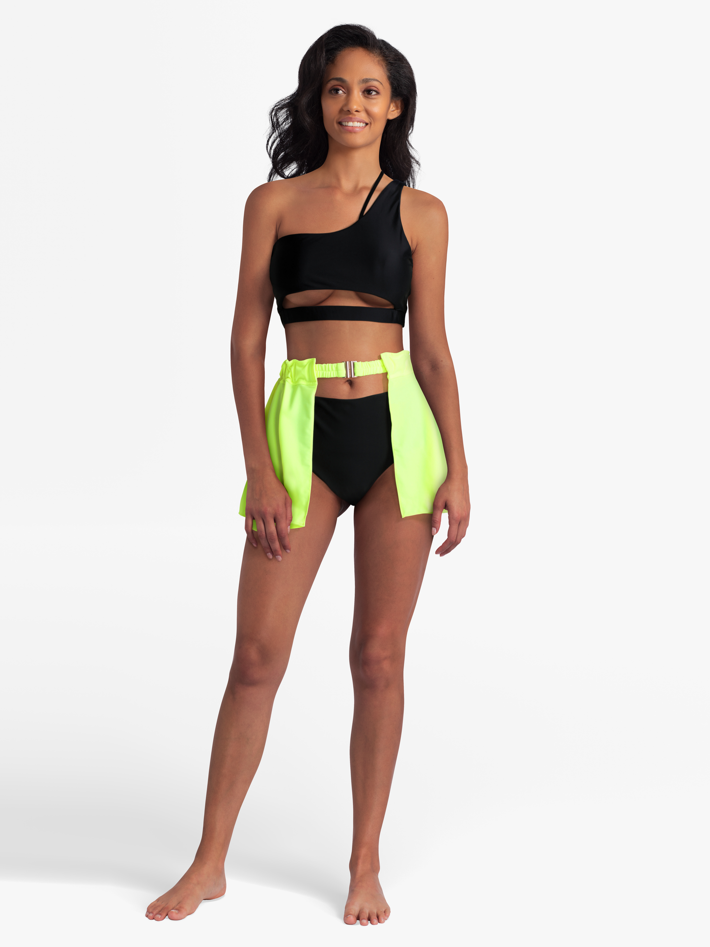 neon yellow swim peplum