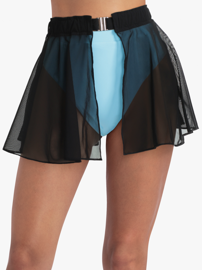 black mesh swim skirt 