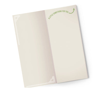 Beige greeting card with text on a white background