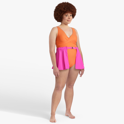 pink swim peplum
